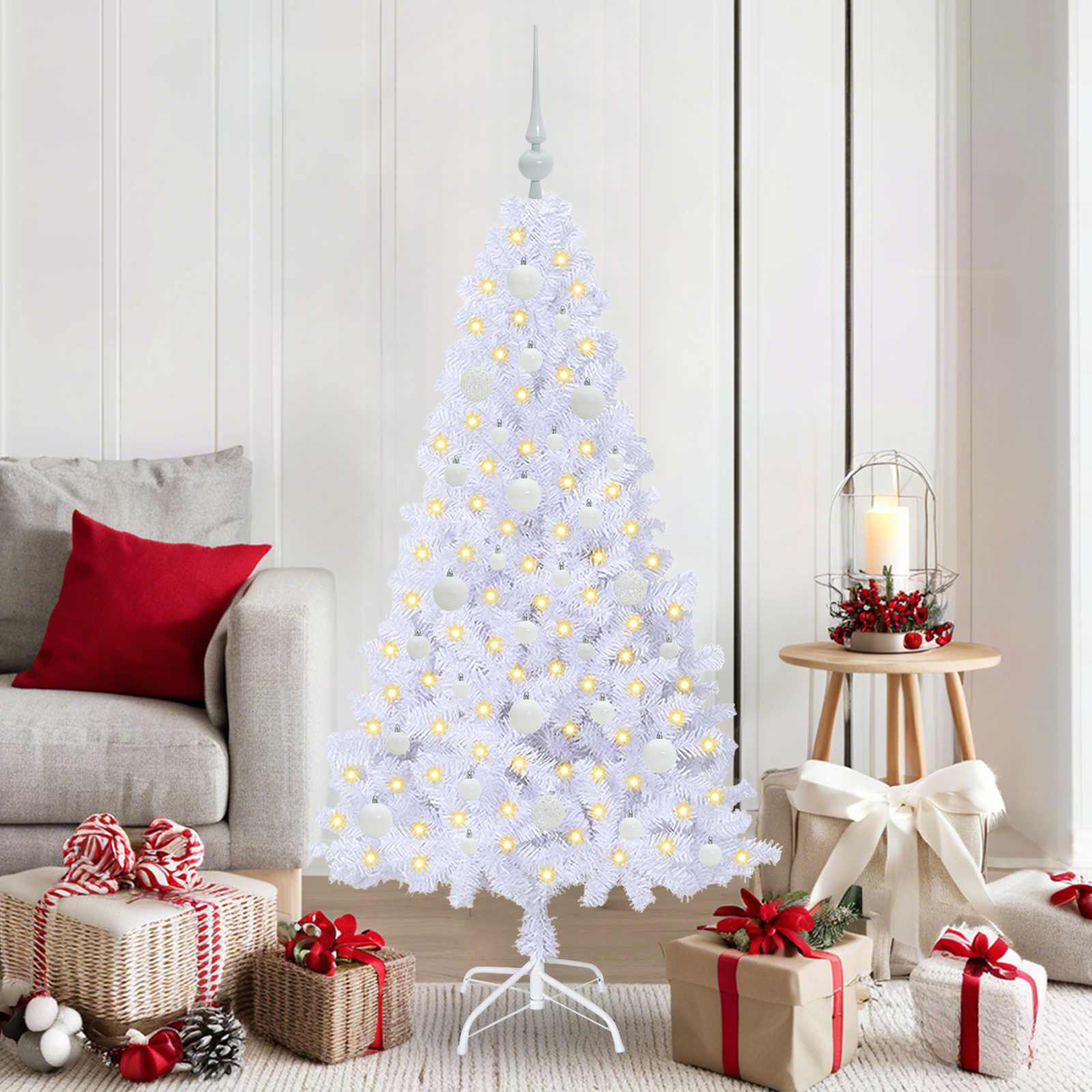 Künstlicher Weihnachtsbaum Weiß Pvc Und Stahl
