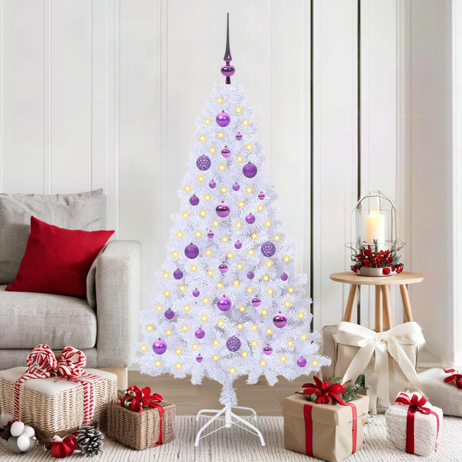 Künstlicher Weihnachtsbaum Weiß Pvc Und Stahl