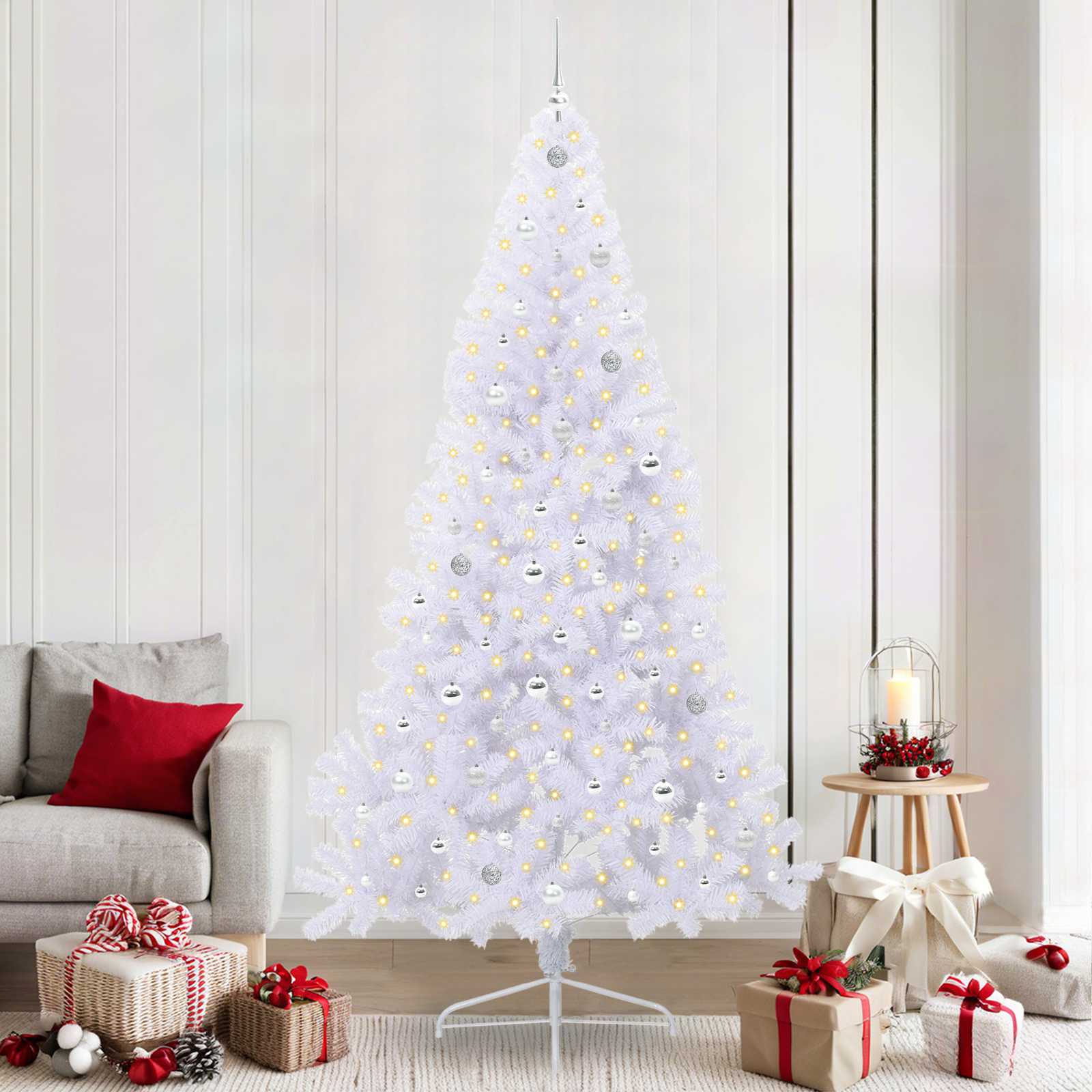 Künstlicher Weihnachtsbaum Weiß 240 Cm Pvc Und Stahl