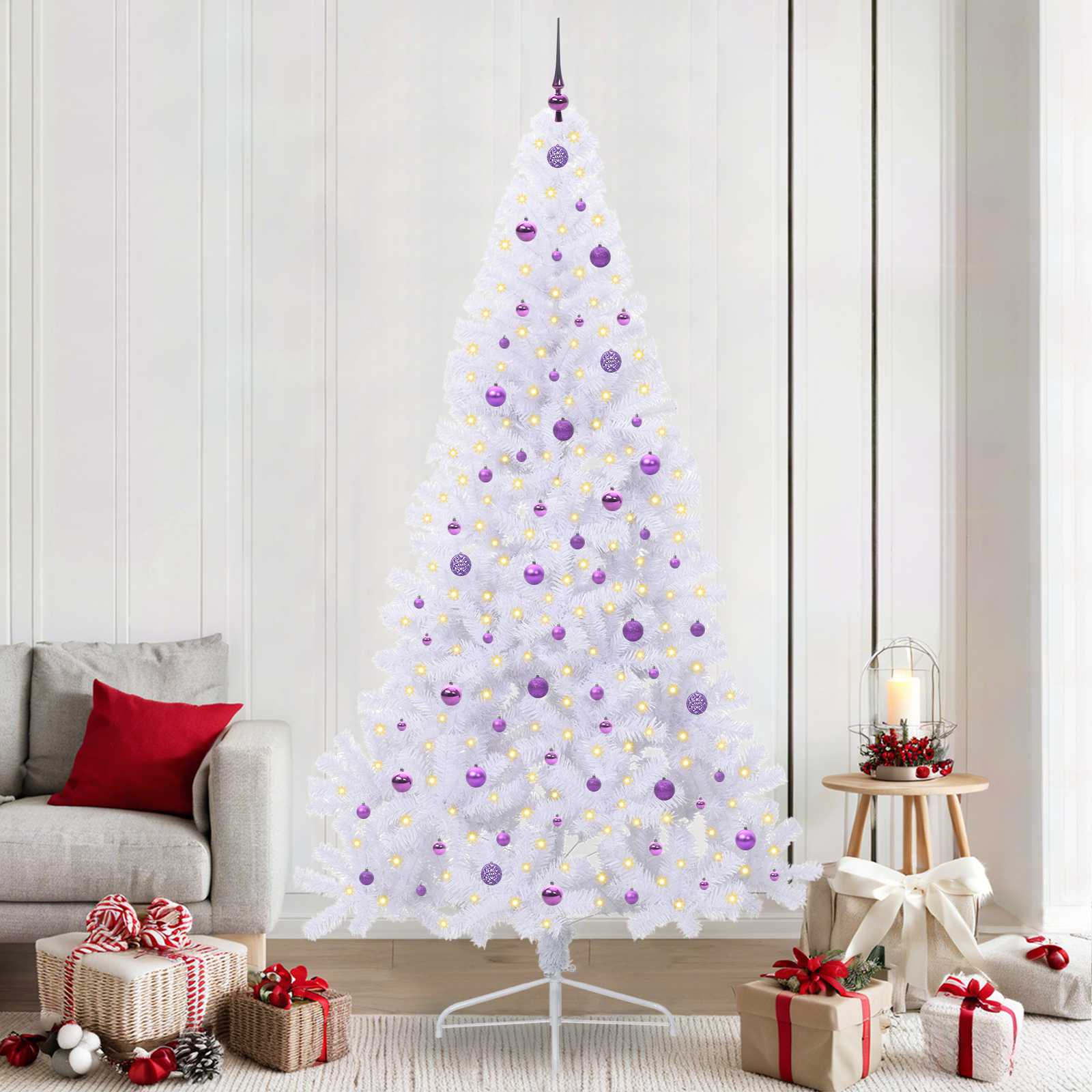 Künstlicher Weihnachtsbaum Weiß 240 Cm Pvc Und Stahl