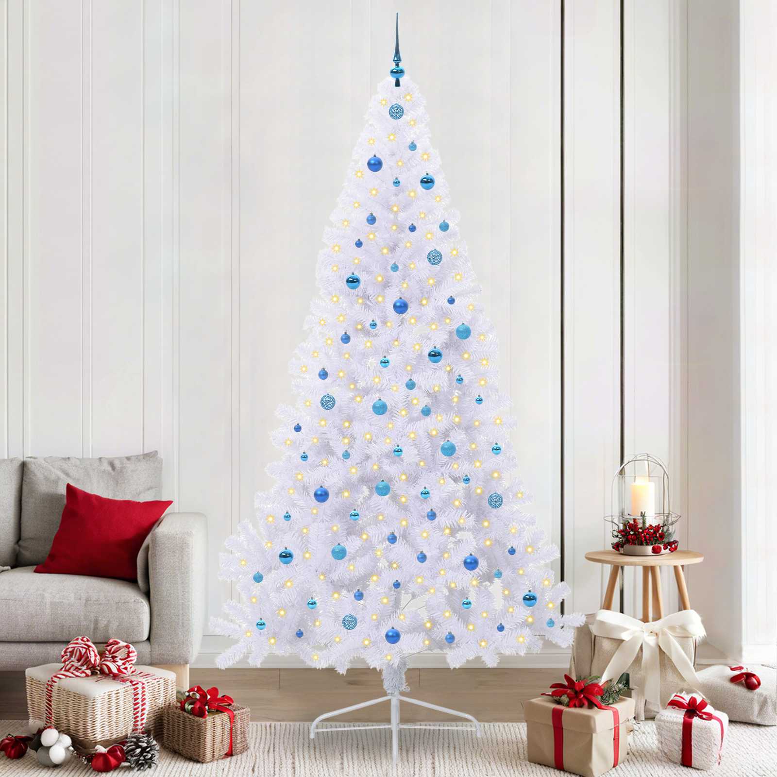 Künstlicher Weihnachtsbaum Weiß 240 Cm Pvc Und Stahl